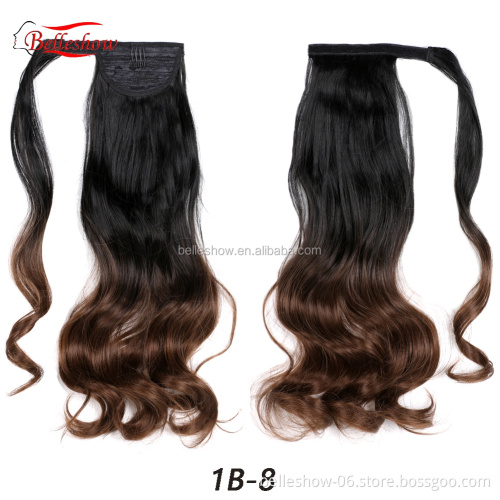 Hot sell  Easy To Wear Many Different Color Ombre Silk Curl Faux Fiber Hair Synthetic Wrap Around Magic Paste Ponytail